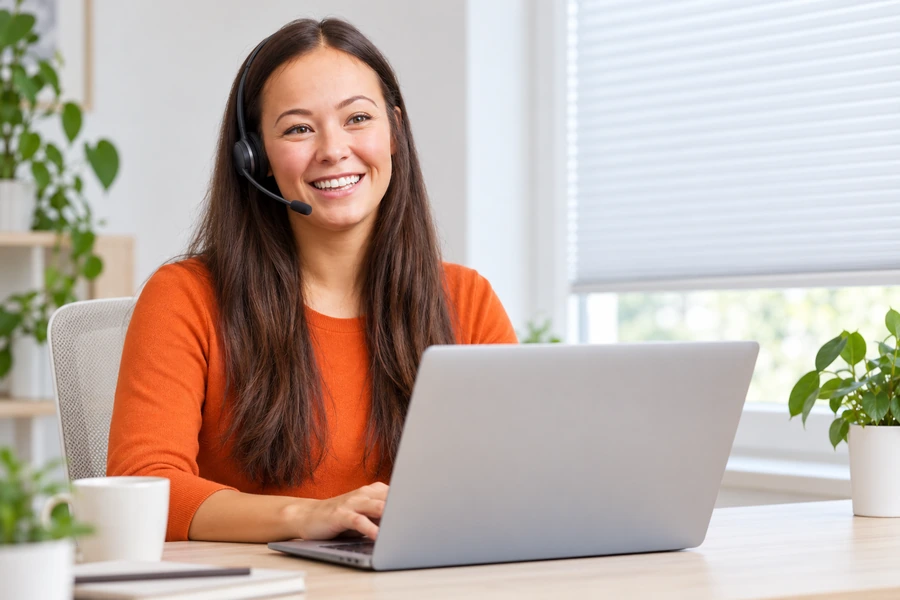 Kundenberater mit Headset am Telefon