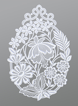 Fensterbild aus Plauener Spitze® - Blumenschar #1W in Weiß