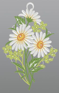 Fensterbild aus Plauener Spitze® - Margeritentraum #1W mehrfarbig