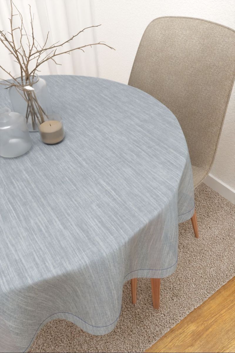 Tischdecke rund in Blau