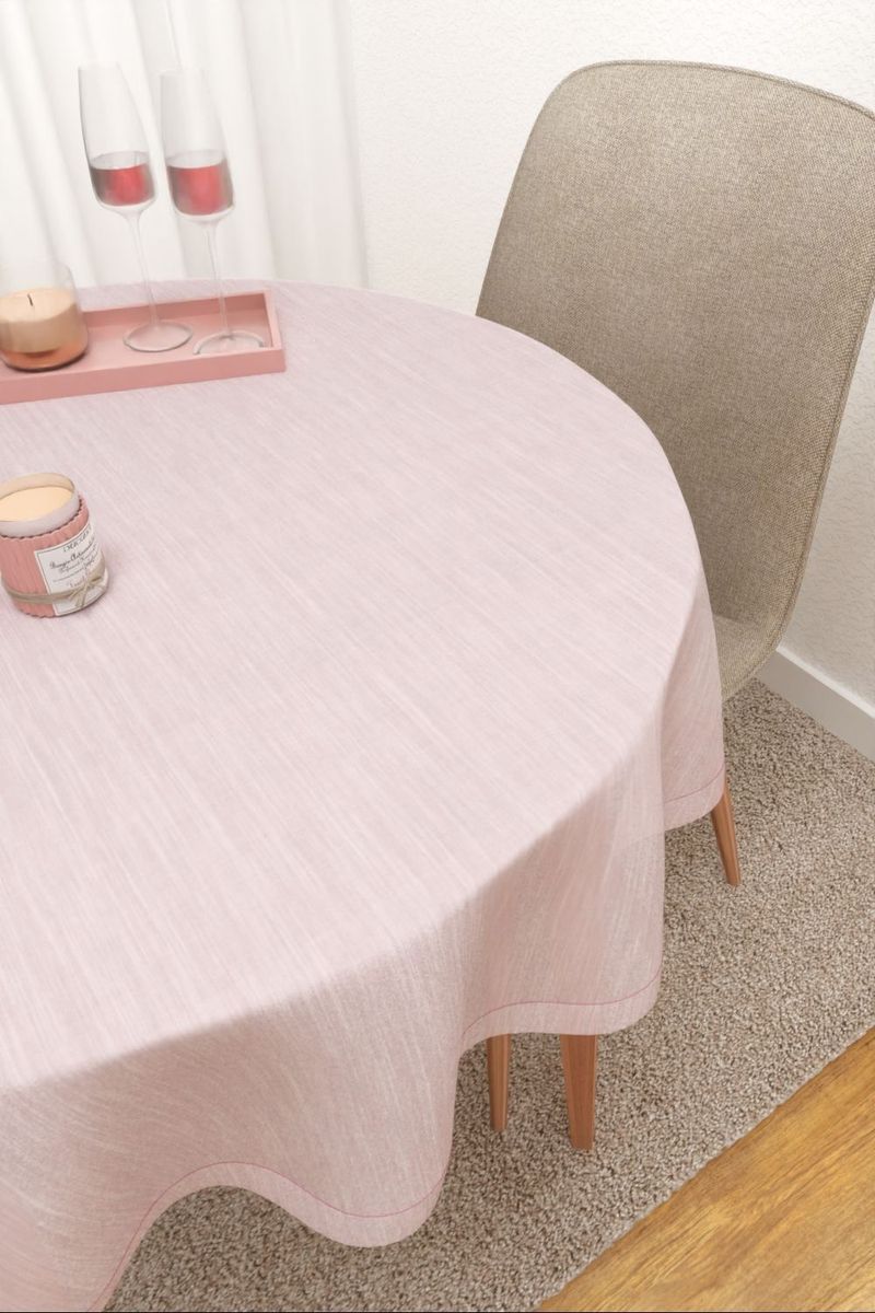 Tischdecke rund in Rosa