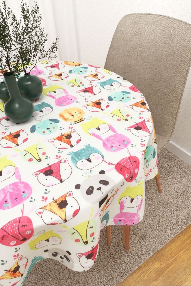 Tischdecke rund in Wei