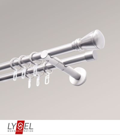 Lysel - SET Opal 160cm Doppel-Kombiträger offen 2-Lauf mit Endstücke Konus in Edelstahl-Optik