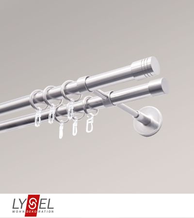 Lysel - SET Opal 160cm Doppelträger geschlossen 2-Lauf mit Endstücke Zylinder in Edelstahl-Optik