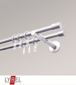 edelstahl-optik Vorschau Lysel - SET Opal 160cm Doppel-Kombiträger offen 2-Lauf mit Endstücke Zylinder in Weiß #1W edelstahl-optik