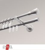 edelstahl-optik Vorschau Lysel - SET Opal Mix 200cm 2 Lauf Doppel-Kombiträger offen mit Endstücke Konus in Weiß #1W edelstahl-optik