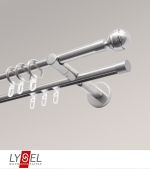 edelstahl-optik Vorschau Lysel - SET Opal Mix 200cm 2 Lauf Doppel-Kombiträger offen mit Endstücke Kugel in Weiß #1W edelstahl-optik