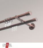 bronze Vorschau Lysel - SET Opal Mix 200cm 2 Lauf Doppel-Kombiträger offen mit Endstücke Zylinder in Weiß #1W bronze
