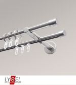 edelstahl-optik Vorschau Lysel - SET Opal Mix 200cm 2 Lauf Doppel-Kombiträger offen mit Endstücke Zylinder in Weiß #1W edelstahl-optik