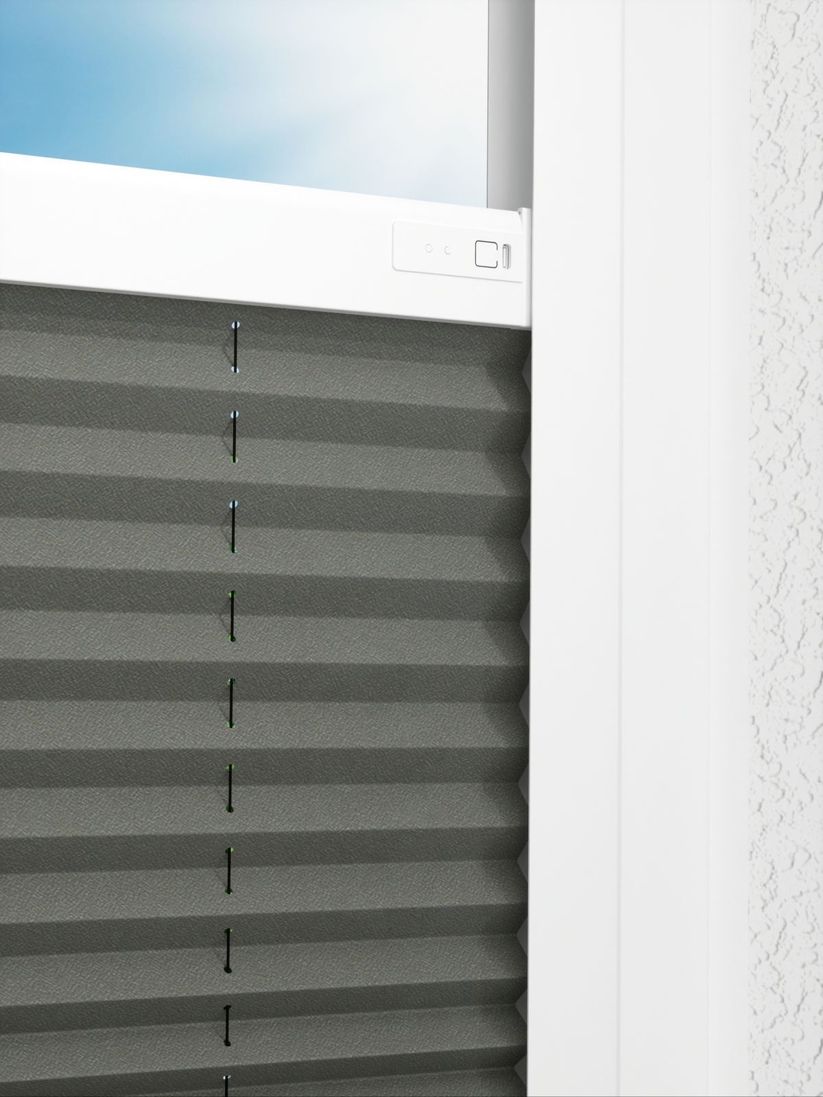 Detailansicht LYSEL HOME Plissee 208B Oliv Krepp
