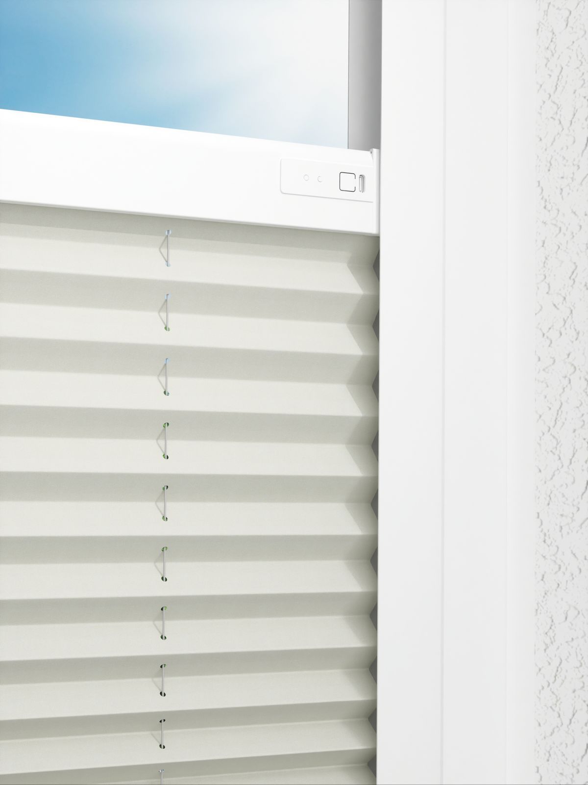 Detailansicht LYSEL HOME Plissee 212B Oliv Krepp Pearl