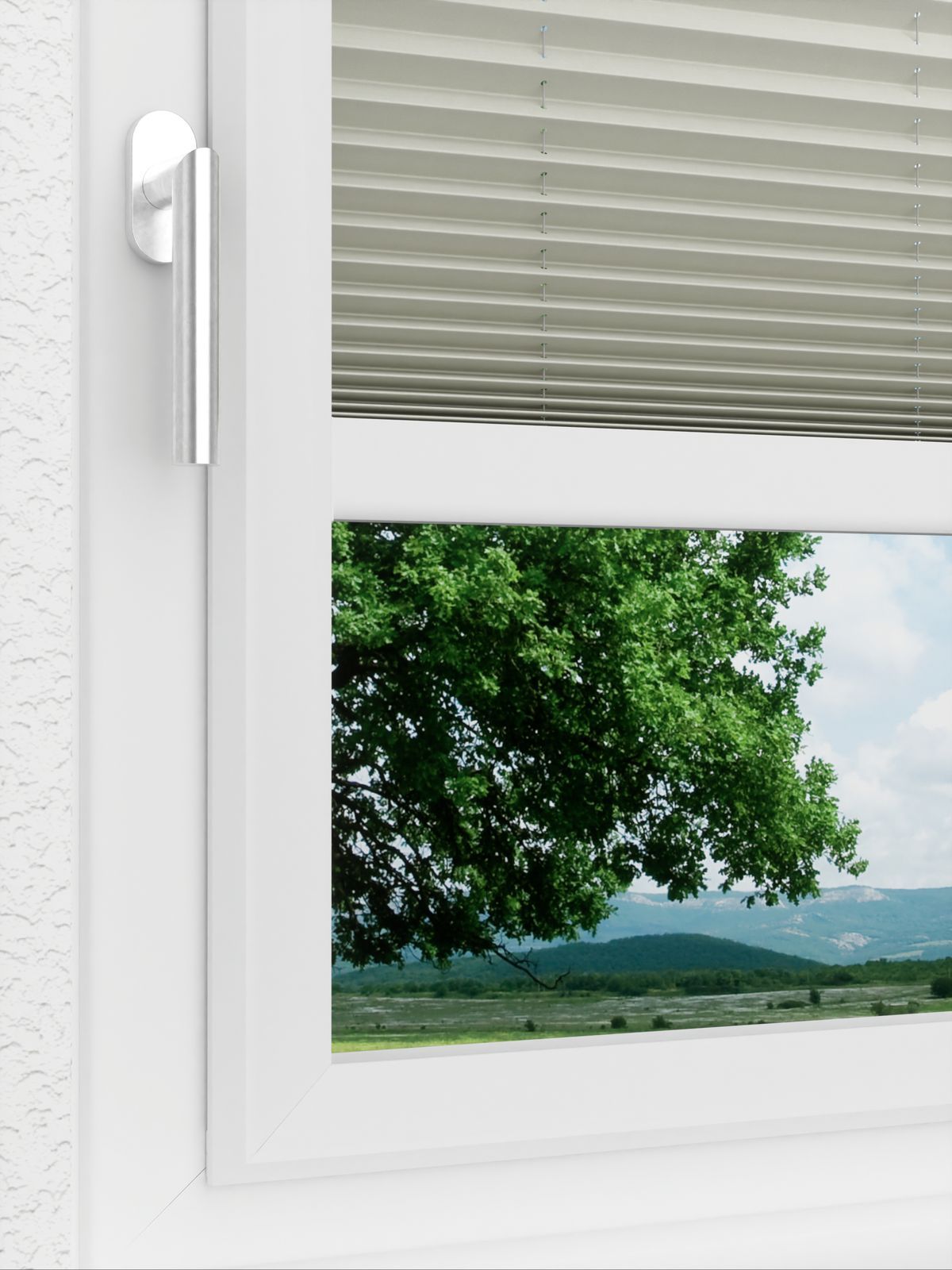 Detailansicht LYSEL HOME Plissee 212B Oliv Krepp Pearl