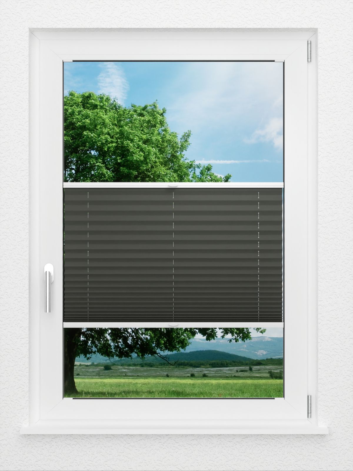 Detailansicht LYSEL HOME Plissee 202B Oliv Krepp BO