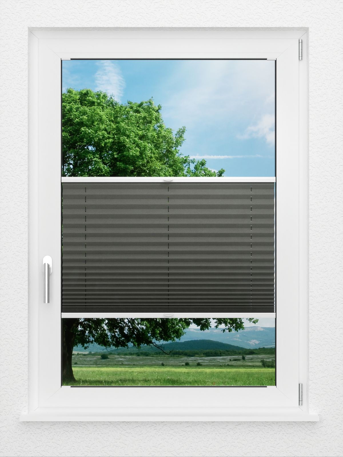 Detailansicht LYSEL HOME Plissee 208B Oliv Krepp