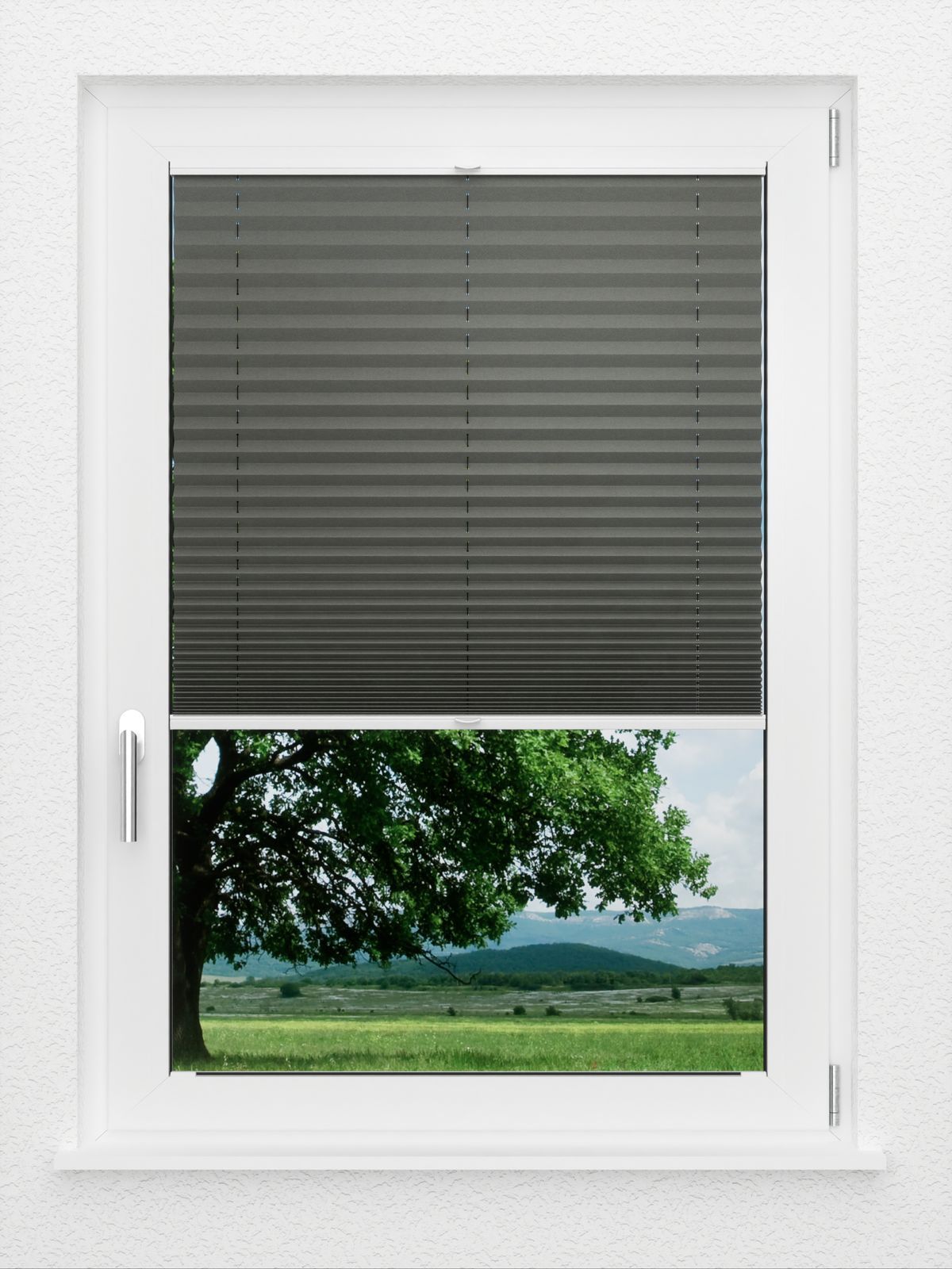 Detailansicht LYSEL HOME Plissee 208B Oliv Krepp